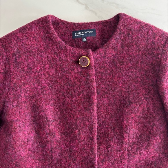 Jones New York Fuchsia Wool Blend Blazer Purple Pink Sz 12 - Picture 2 of 12